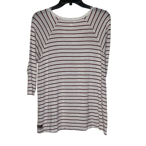 Matilda Jane T-Shirt Size XS White With Red Stripes 3/4 Sleeve Top Stretch Blend - Picture 5 of 5